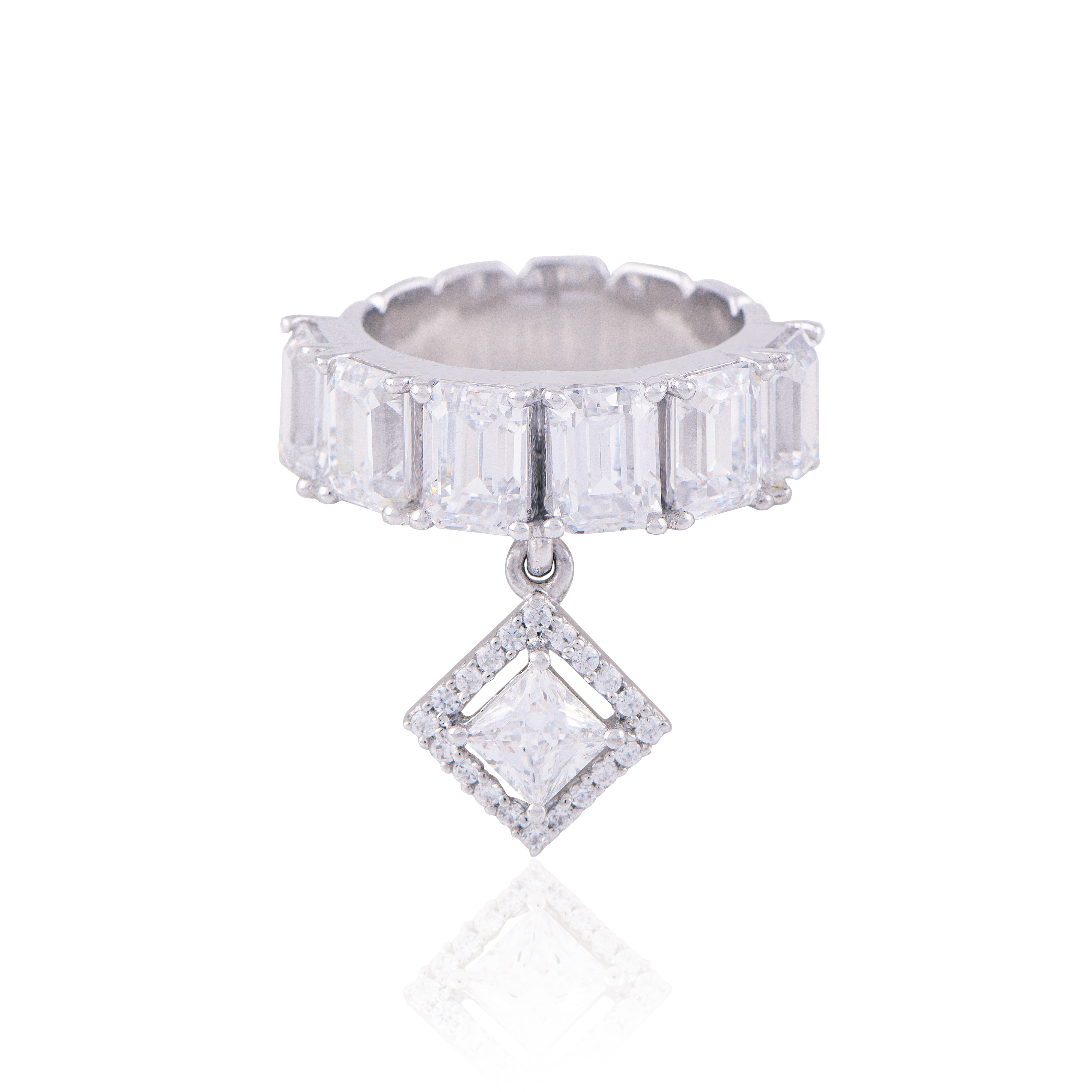 Forever Eternity Band - Emerald Cut Half Eternity Band with Princess Drop